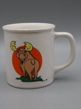 Vintage '80s Alaska Moose Souvenir Coffee Mug Japan Novelty Funny Cabincore